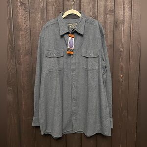 Grizzly Mountain Grey Flannel Mens Long Sleeve Shirt Sz XXL NWT Cozy Warm Work